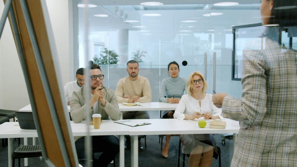 Team manager leading a meeting